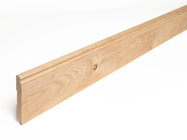 Plinthes Chêne Rustique 20x150 non traitée 1,5-2,5m Profil Hamburger, nœuds NON rebouchés